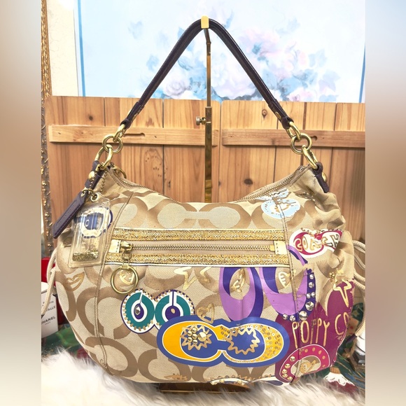 Coach Handbags - 💜Coach Poppy Multicolor Signature Hobo Bag